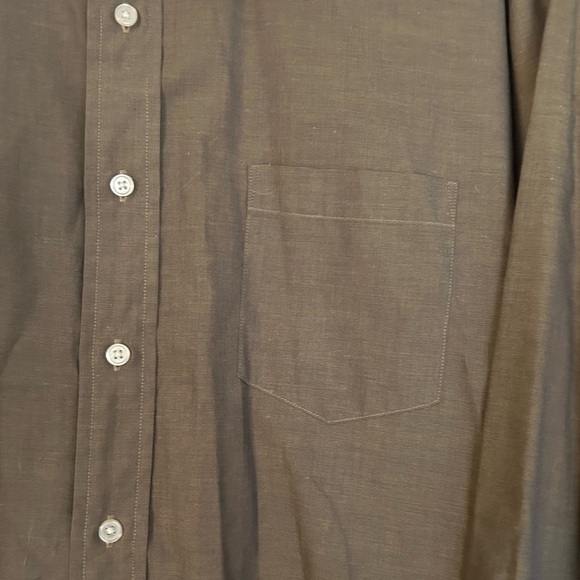 Geoffrey Beene Men’s Taupe Button Down Dress Shirt Collared Pocket Size 34 17” - Picture 7 of 10